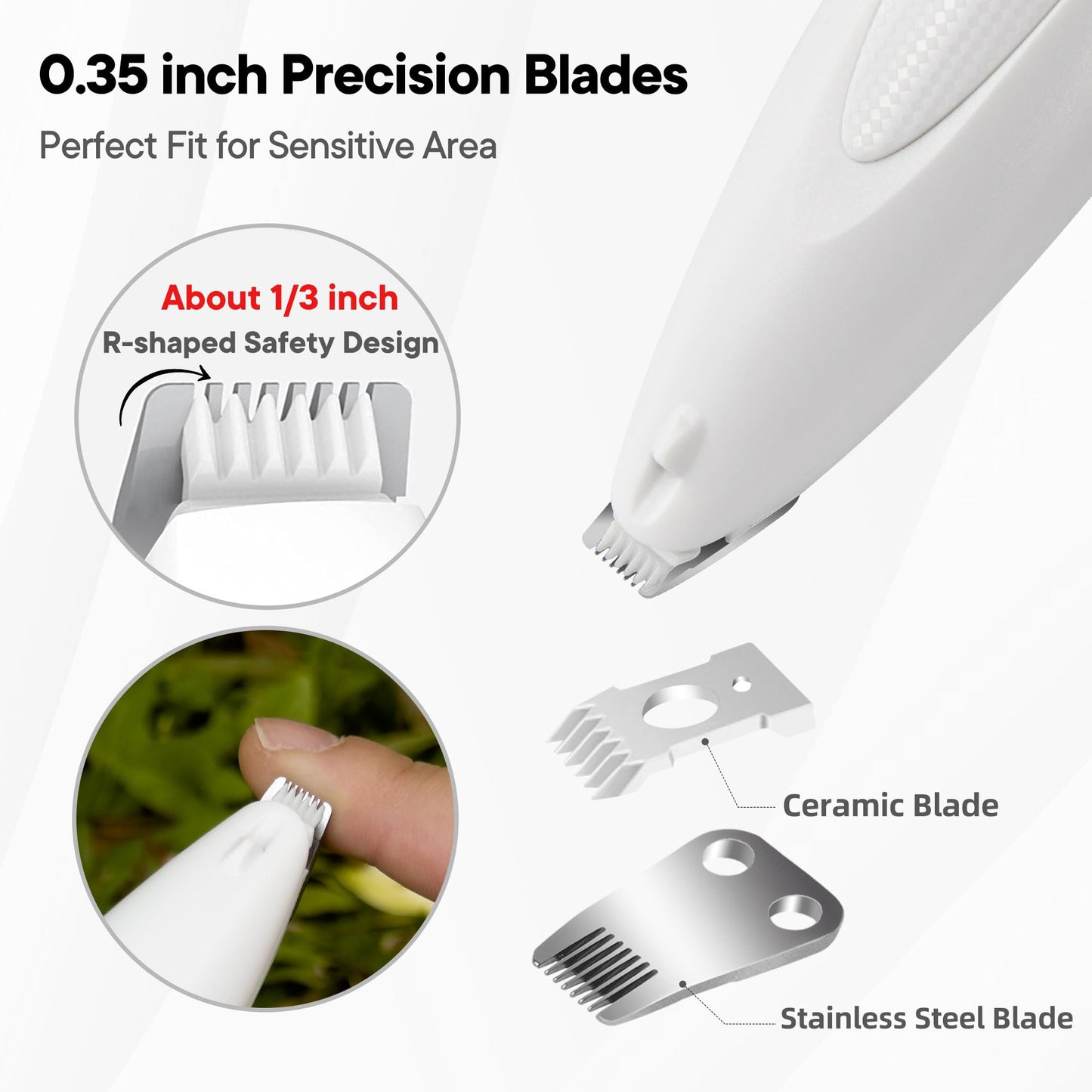 FURBONA Dog Paw Trimmer with LED Light, Rechargeable Cordless Electric Grooming Clippers, Low Noise Pet Hair Shaver for Small Dogs Cats Trimming Around Paws, Eyes, Ears, Face, Rump
