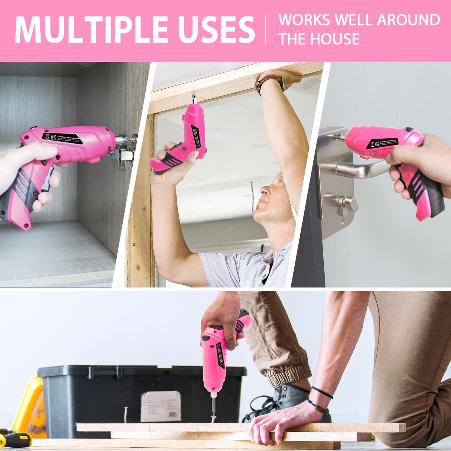 MQFORU Cordless Screwdriver, 48 in 1 Portable Cordless Drills, 3.6V Rechargeable Electric Screwdriver Kit, Dual Position Handle with USB Cable LED Light for Home Office DIY Tools