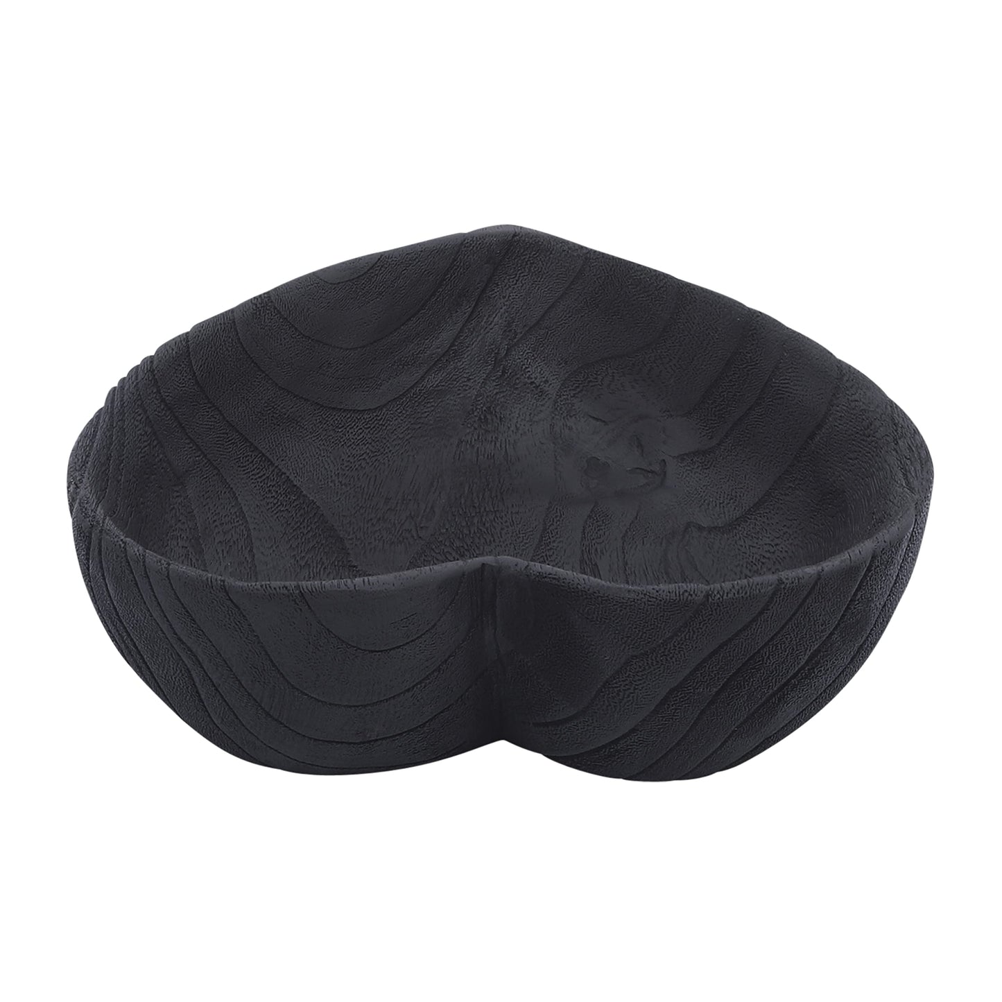 Set of 2 Wooden Decorative Bowls – Accent Bowl Set for Everyday Display, Coffee Table or Entryway Styling – Heart Shape Design for Soft, Sculptural Impact, Home Decor – 10" & 8", Black