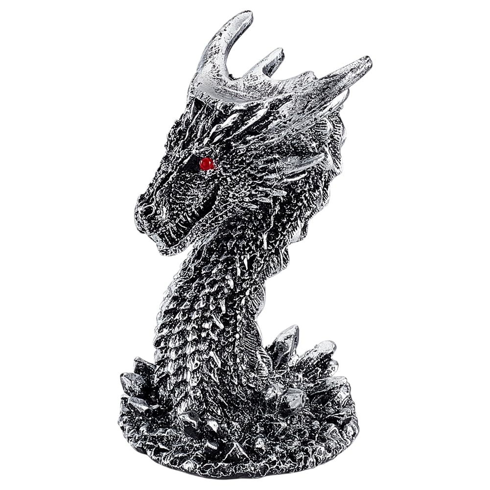 PH PandaHall Dragon Head Crystal Ball Stand Resin Orb Holder Base Crystal Ball Holder Sphere Stand Holder for 40~60mm Sphere Photography Props Room Home Table Decoration, Silver