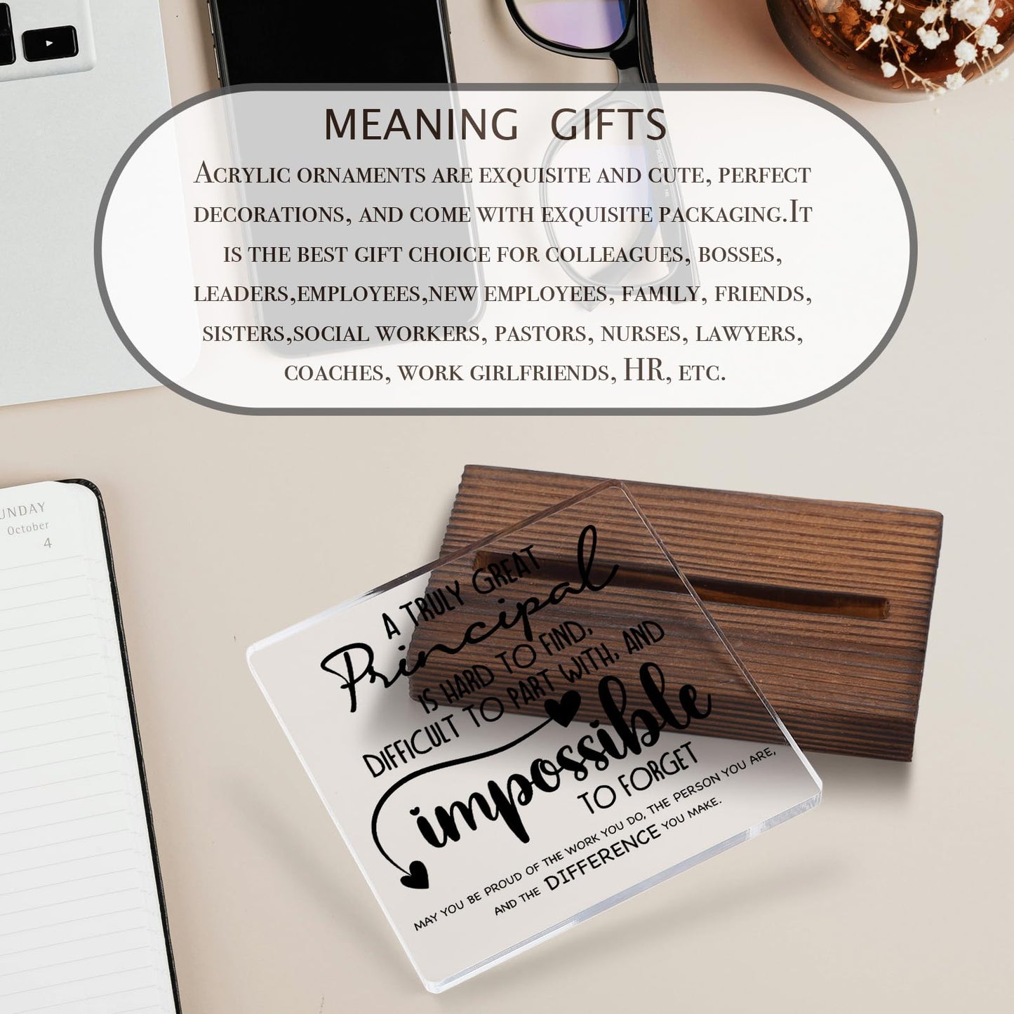 Principal Office Decor, Principal Gifts for Women Men, Principal Appreciation Thank You Gifts Desk Decorations Decorative Signs Plaques ABC78