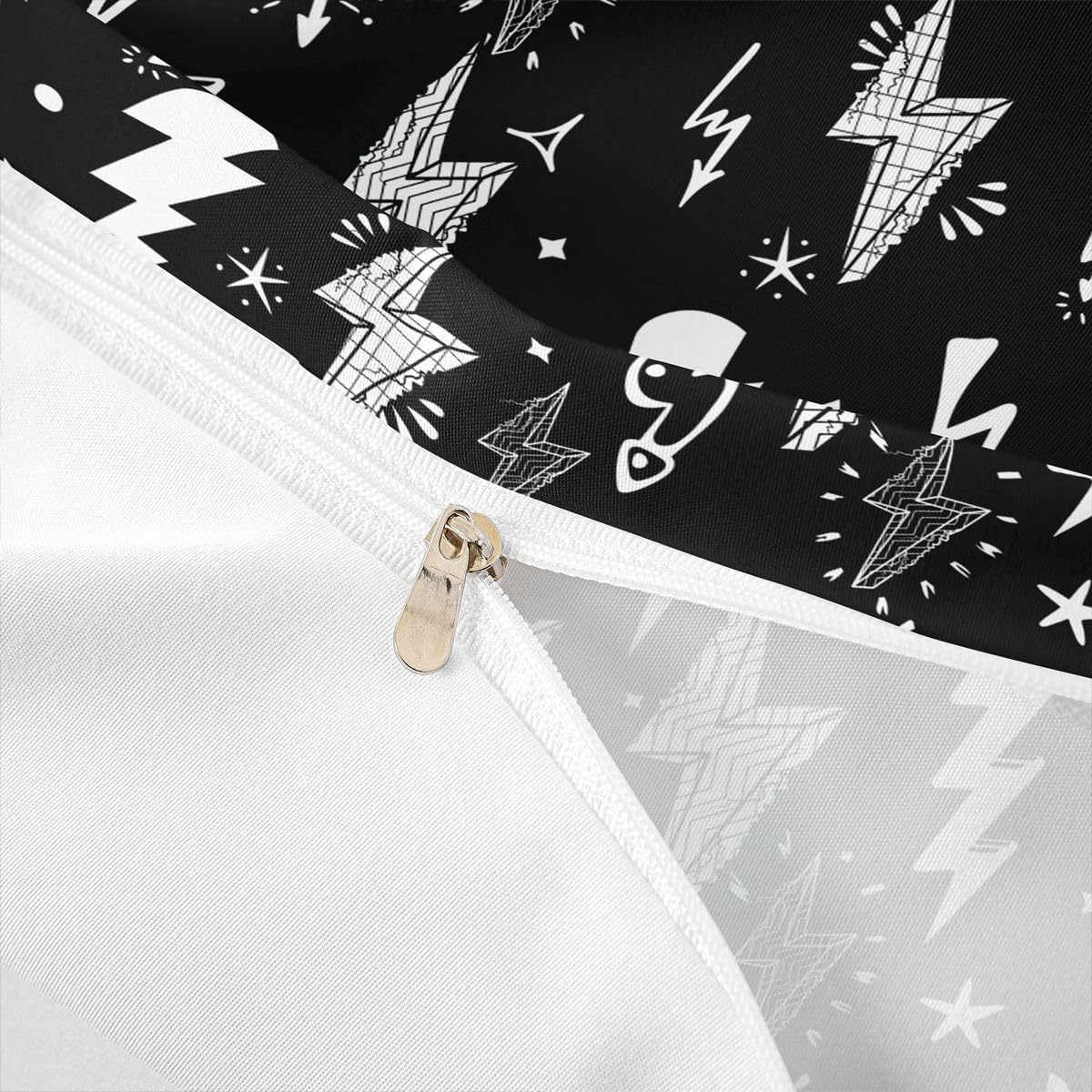 Homewish Lightning Duvet Cover Set Hand Drawn Doodle Lightning Bolt Bedding Set 3pcs for Kids Boys Thunderbolts Comforter Cover Microfiber Bedspread Cover with 2 Pillow Cases(No Comforter) King Size