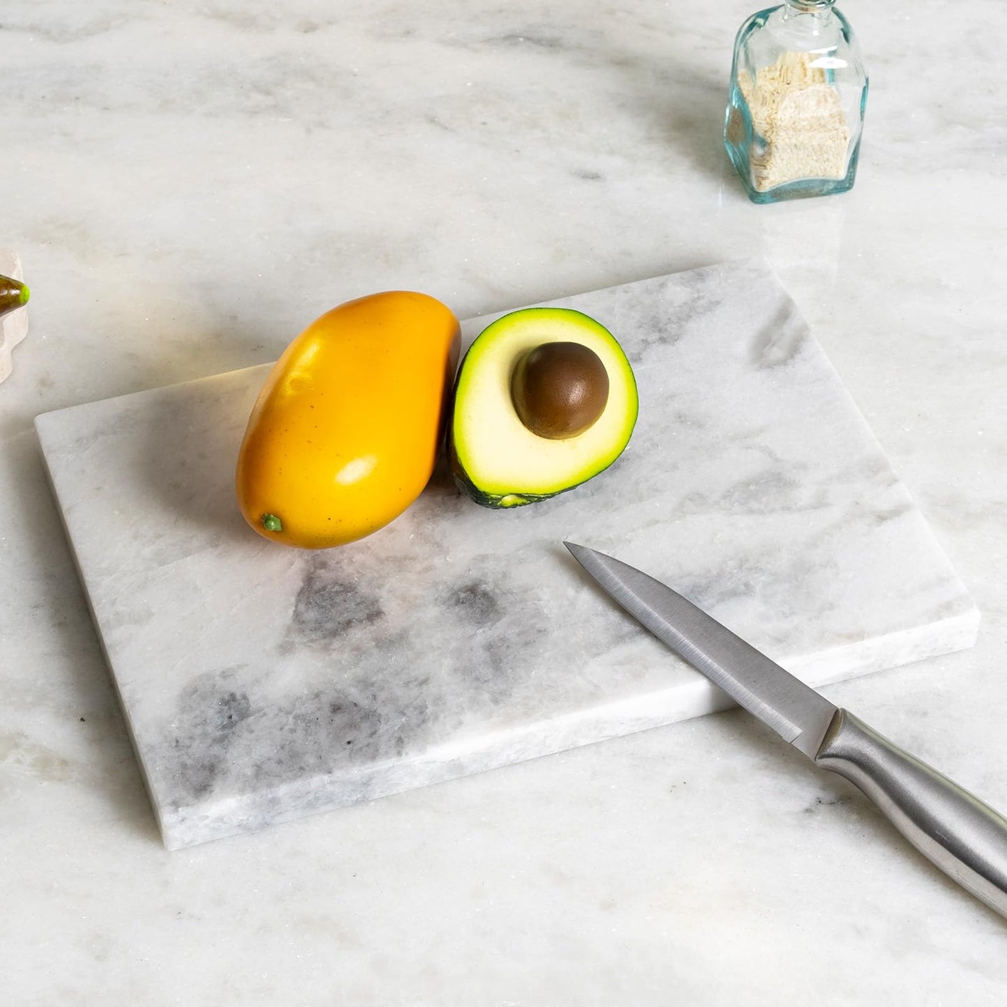 BCS Natural Marble Cutting Boards for Kitchen - 12" x 8" Multi-Purpose Pastry Marble Tray Cheese Board Marble Slab for Counter, Bathroom Perfume Tray Jewelry Candle Plate (Namib Fantasy)