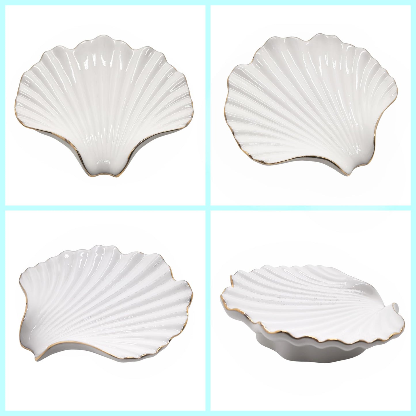 Ceramic Soap Dish Self-Draining Lotus Leaf Soap Holder Soap Saver for Bathroom,Kitchen,Sink,Bathtub(Shell White)