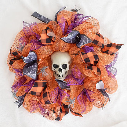 NBHH Halloween Mesh Ribbon Deco Fall Metallic Foil Black Purple Orange Green Border Striped Deco Mesh Wire Ribbon Rolls for DIY Halloween Wreaths Decorations Wrapping Craft, 4 Rolls(6 inch Wide)