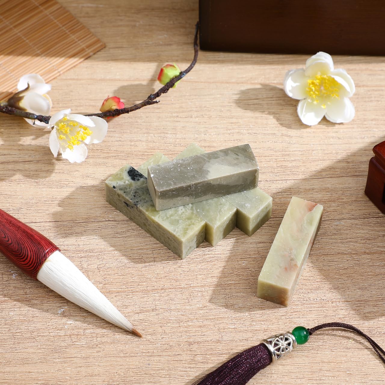 5Pcs Stone Seal Tool Engraved Seal Material for Calligraphy and Crafts for Carving and Decorative Art