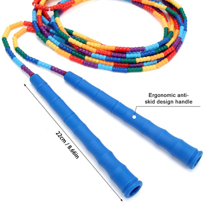Coolrunner 16 FT Long Jump Rope(2 PACK), Double Dutch Jump Ropes, Soft Beaded Skipping for Kids Adults, Plastic Segmented Long Enough for 4-5 Jumpers