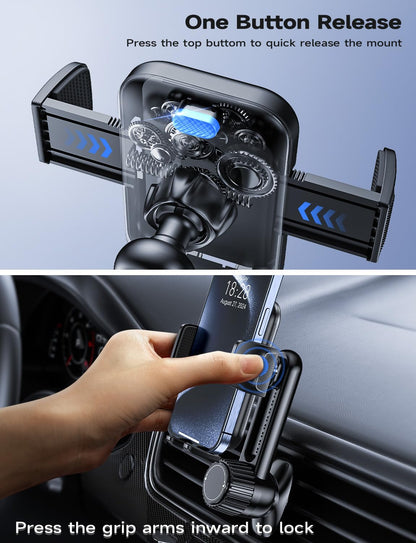 Phone Holder for Car Vent: [Never Blocking] Air Vent Cell Phones Mount, Quick Release Car Phone Mount with Stable Hook Clip, 360° Rotation Mobile Phone Automobile Cradle for iPhone Samsung Huawei etc