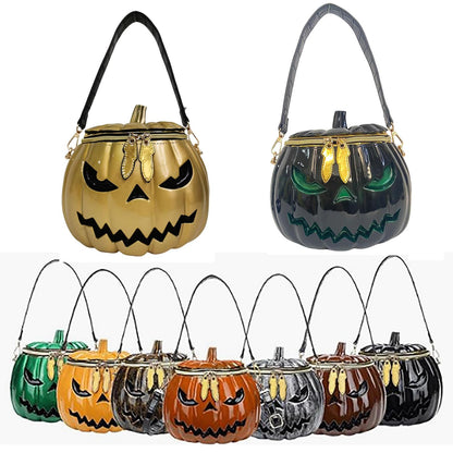 Lyuxhetaokdiq Women Unique Novelty Crossbody Shoulder Bag Handbag Men Weird Horror PVC Halloween Pumpkin Purse, Orange