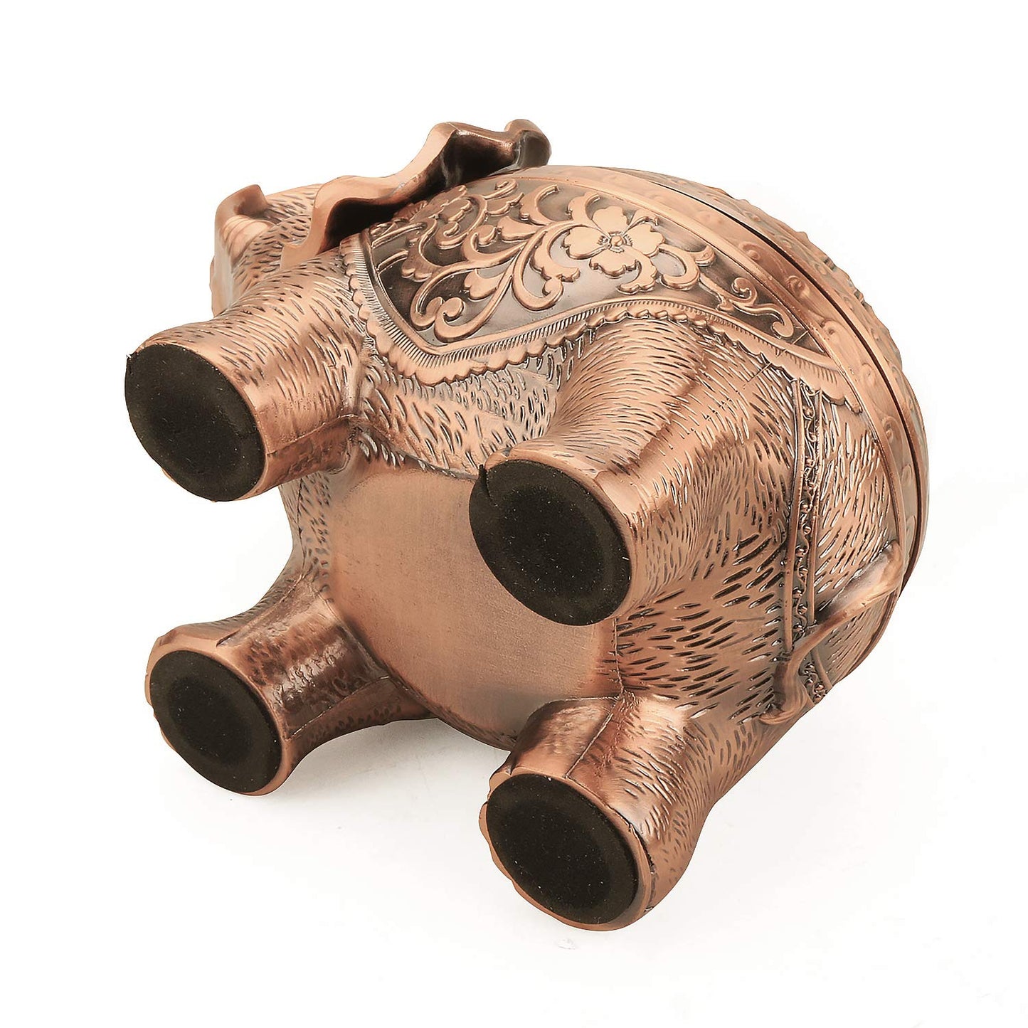 K COOL Alloy Incense Holder Stand Elephant Cone Coil Incense Burner Ash Catcher with Lid, Aromatherapy Ornament Home Decoration for Indoor Outdoor (Red Copper)
