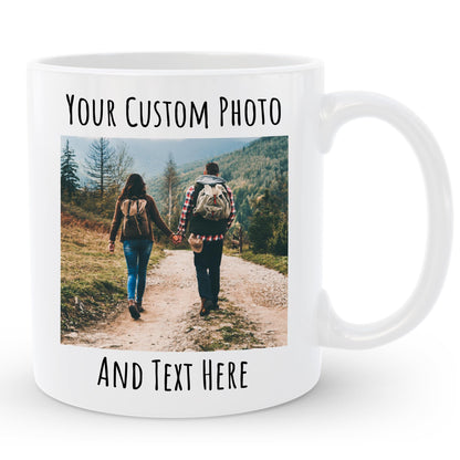 Giftbees Personalized Coffee Mug, Custom Picture Text or Logo Ceramic Mug, Customized Gift for Men & Women, Taza Personalizada with Photo and Words, Customizable 11 Oz Tea Cup | White