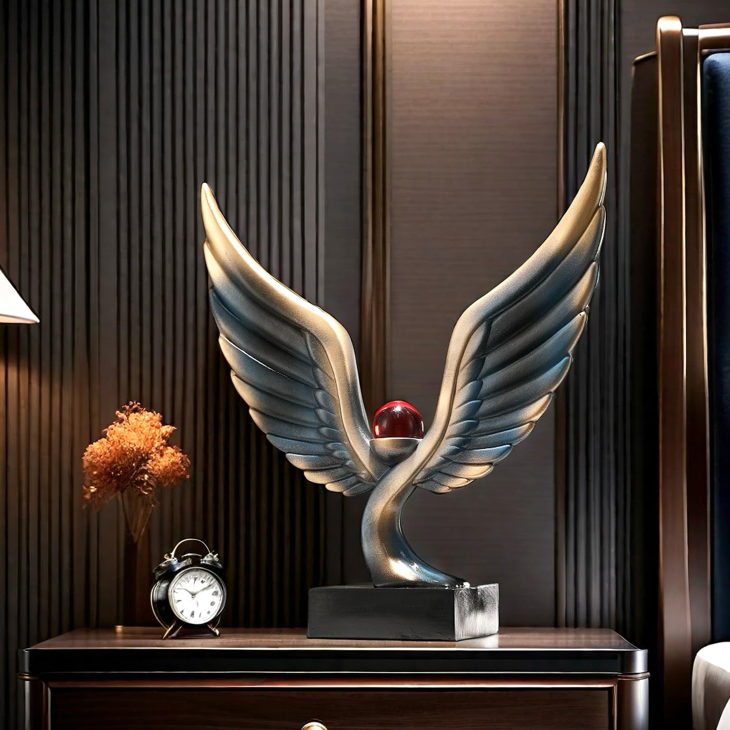 SHTWX Abstract Eagle with Crystal Ball Statue Resin Art Sculpture Frgurines Gift for Home Decor Office Living Room Desktop Display Decorative Decoration (Blue)