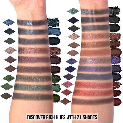Tintark Black Smokey Eyeshadow Makeup Palette, Dark Smoky Eye Shadow Palettes for Halloween Goth Make up Glitter Shimmer Matte Pallets, Midnight Masquerade 21 Colors Brown Neutral Naked, Talc Free