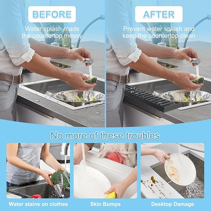 Silicone Sink Edge Protectors 4" x 24", Upgrade Kitchen Sink Splash Guards