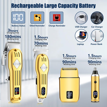 Hair Clippers for Men, Professional Beard Trimmer Mens Shaver Electric Razor Nose Trimmer Kit, Cordless Barber Clippers and Trimmers Set, Hair Cutting Kit, Shaving Machines for Men Grooming Gifts