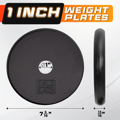 Yes4All Standard 1" Cast Iron Weight Plate - Ideal for Strength Training - Multiple Weight: 5LB to 25LB (Single & Set of 4)
