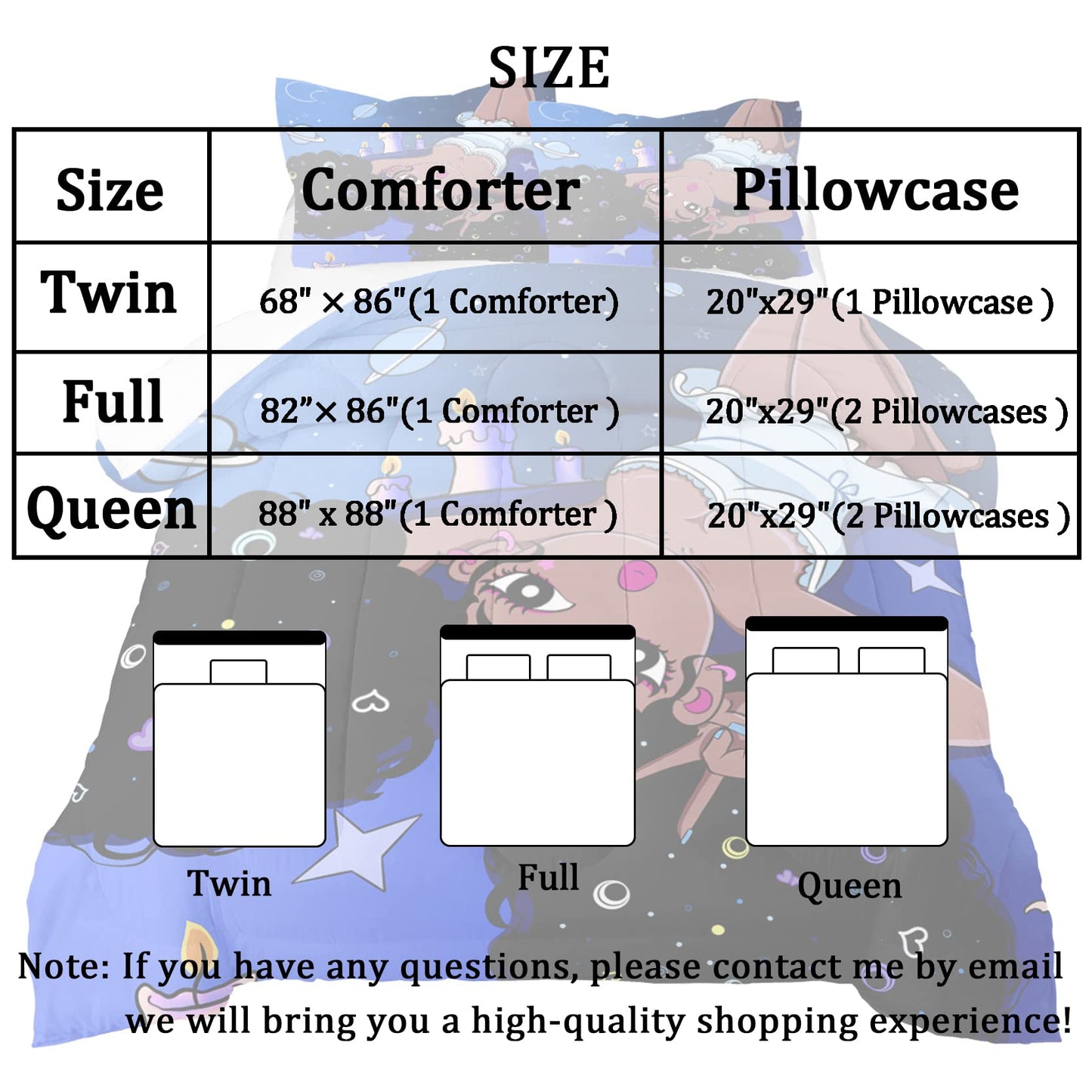 CAFCIOYG African Black Girls Comforter Set Twin African American Black Girls Bedding Set for Bedding Bedroom, All Seasons, 1 Comforter with 1 Pillowcase