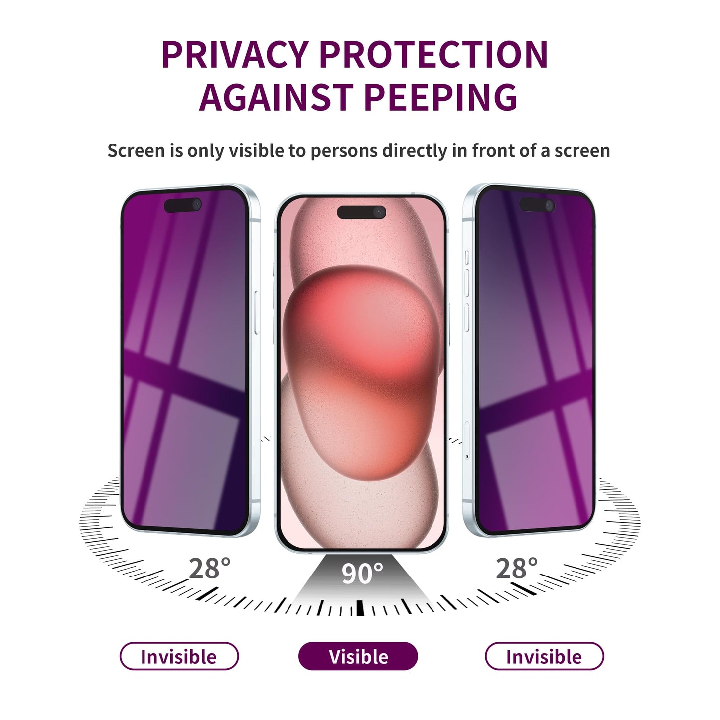 2 Pack Privacy Screen Protector for iPhone 16 Pro Max Tempered Glass 6.9inch Private Saver Anti-Spy Eye Protection Anti-Scratch Full Coverage