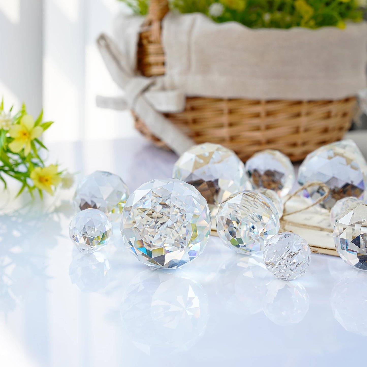20mm 30mm 40mm Clear Crystal Ball Prism Suncatcher - 13 Pack K9 Glass Hanging Crystals Beads for Sun Catchers DIY Home Garden Window Wedding Party Christmas Decor