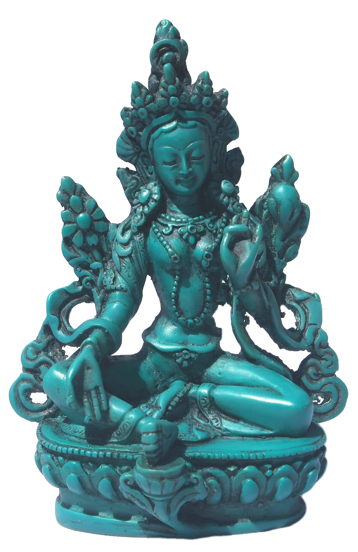 Mytibetshop Small Green Tara Statue for Home, Handcrafted in Nepal by Himalayan Artisan
