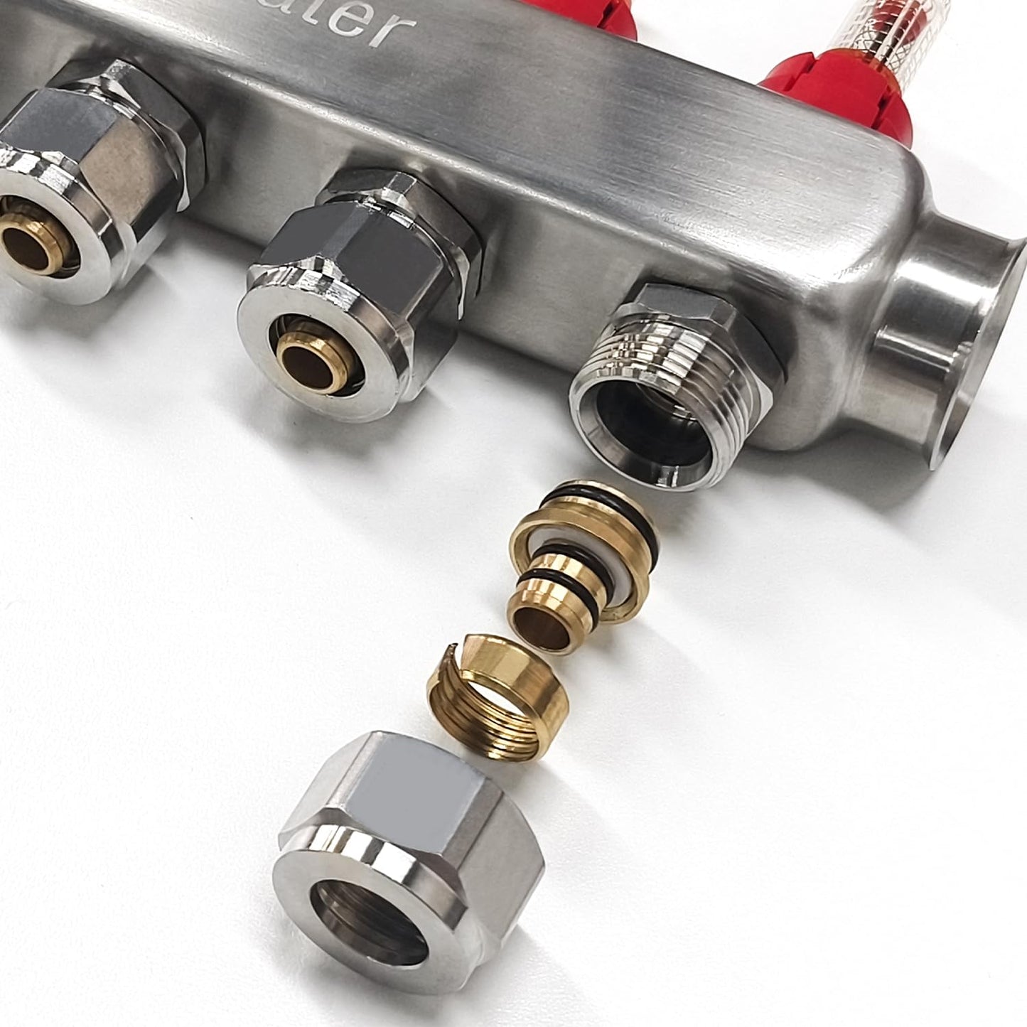 AB 4 Loop PEX/Radiant Manifold, 1/2 Inch Compatible Outlets, Up to 1.3 GPM Flow Valve for Hydronic Radiant Floor Heating(1/2" Connectors Included)