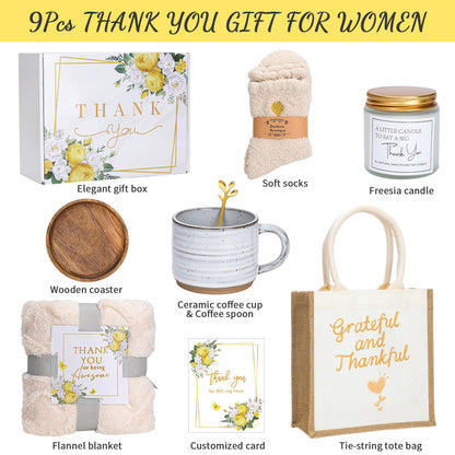 Thank You Gifts for Women ,Administrative Professional Day Gifts with Blanket, Mug, Candle, Socks, Tote Bag for Coworkers Employee Women Teacher Nurse Mentor Friends