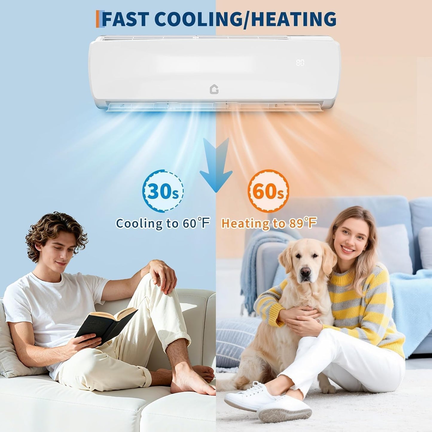 12,000 BTUMini Split Air Conditioners, AC/Heating System, 21 SEER2, Quiet Operation, 115V WIFI Enabled Energy Efficient Mini Split Unit, Heat Pump & Installation Kits for Rooms Up to 750 Sq.ft