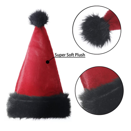 TWSANTAMAS Personalized Santa Hat - Super Soft Plush Christmas Hat for Adults, Unisex Holiday Party Gift (Black-Burgundy)