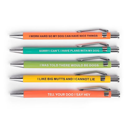 MilkToast Brands Funny Dog Pens 5-Pack Set, Black Ink Ballpoint Writing Pens with Sarcastic Sayings, Gifts for Dog Lovers, Mom Gifts for Women, Dad Gift for Men, Vet Tech Gift, Office Supplies