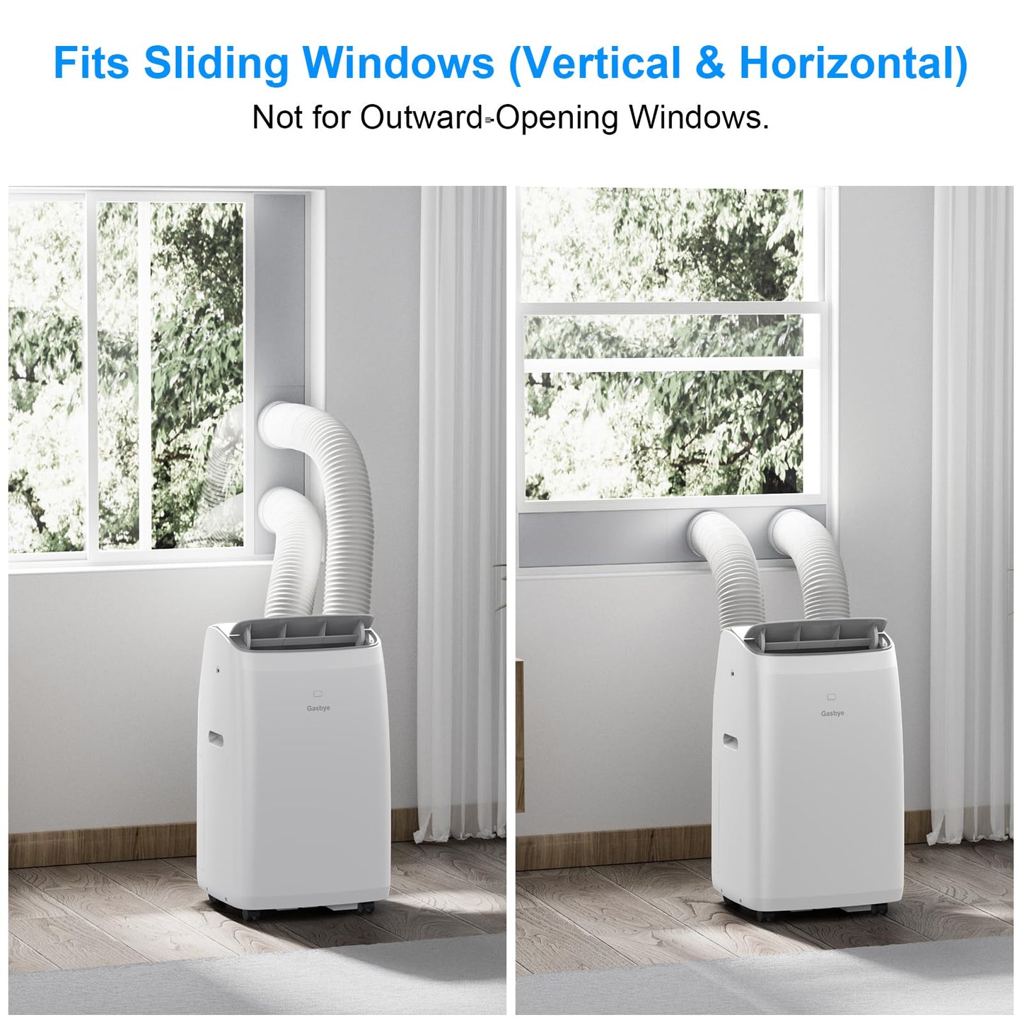 Gasbye Dual Hose Portable Air Conditioner, [2026 Upgraded] Full DC Inverter Compressor, Energy-Saving 13.6 CEER, Low Noise (45dB), Cools Room up to 500 Sq.Ft., Backlit Remote Control, 14,000BTU, White