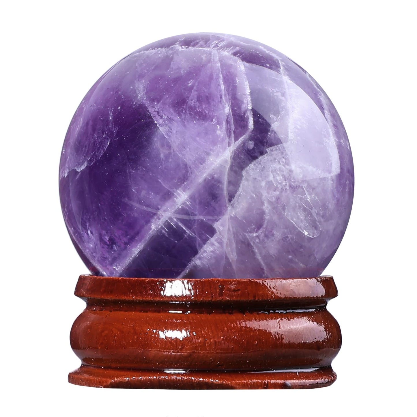 mookaitedecor Natural Amethyst Crystal Ball with Stand, 30-35 mm Decorative Round Stone Sphere Sculpture Figurine for Witchcraft Feng Shui Divination Home Decor
