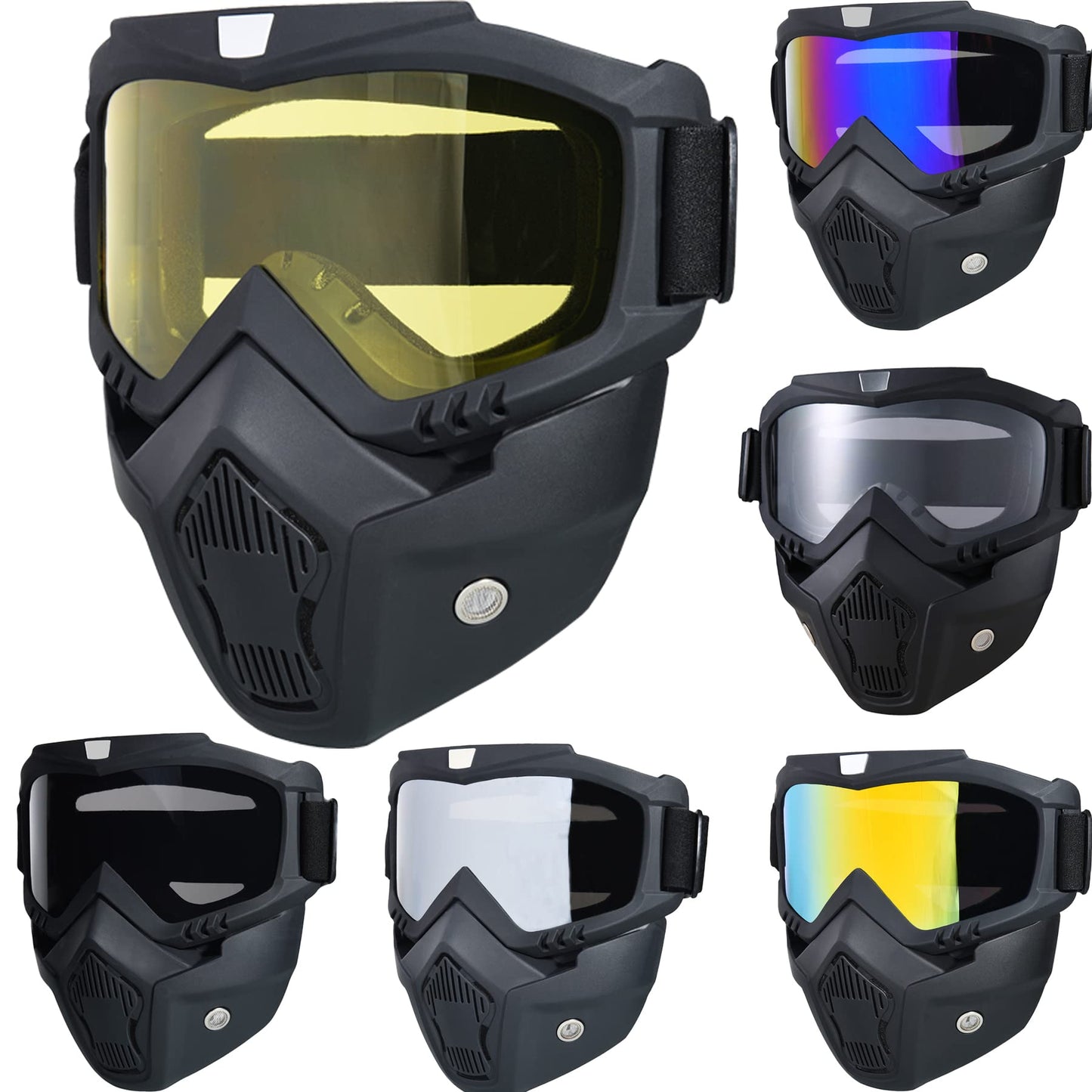 Paintball Mask Anti Fog, Full Face Tactical Mask Goggles Detachable for Motorcycle Cycling Skiing Halloween CS Game Cosplay (Yellow)