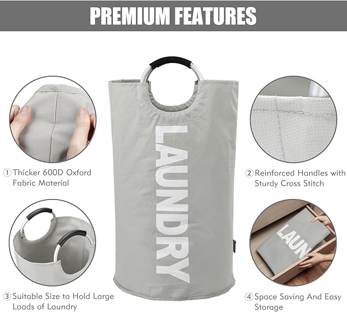 DOKEHOM 125L X-Large Collapsible Washing Laundry Basket Bag