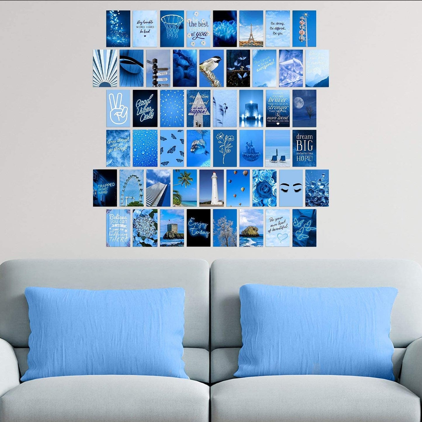 WOONKIT Blue Wall Collage Kit - Aesthetic Pictures, Room Decor for Teen Girls, 50pcs 4x6 inch