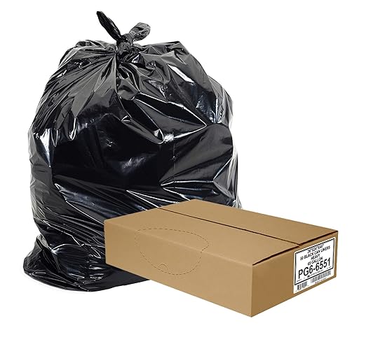 Aluf Plastics 65 Gal Black Heavy Duty Garbage Bags 1.5 Mil