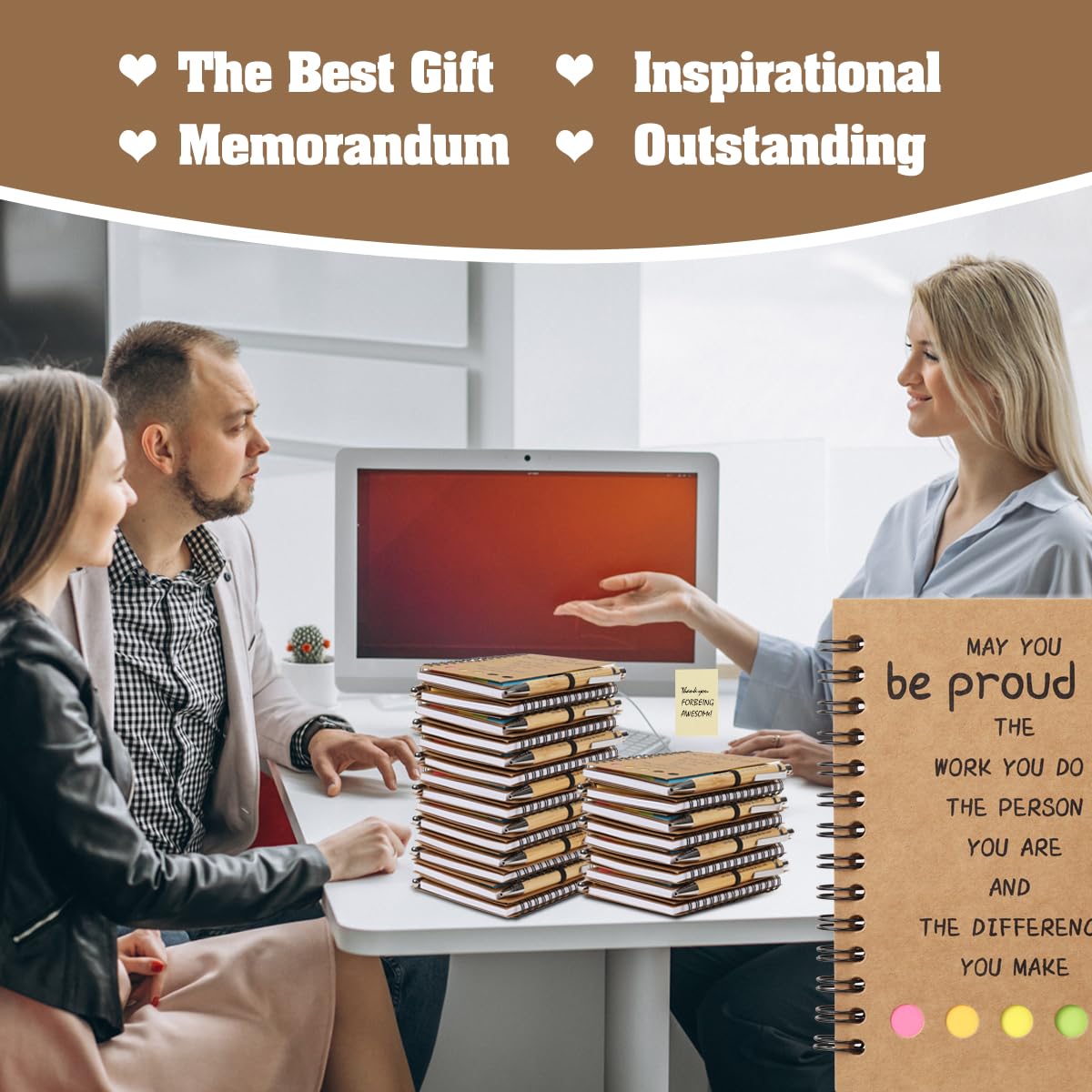 zjdbset 30 Sets Employee Appreciation Gifts Bulk Inspirational Spiral Notebook with Motivational Pens and Sticky Notes for Coworkers,Teachers,Office Staff,Nurse,Colleagues,Volunteer Thank You Gifts