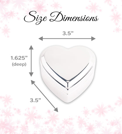 Cherished Moments Heart Shaped Jewelry Keepsake Box for Jewelry, Trinkets or Special Treasures, Silver Toned