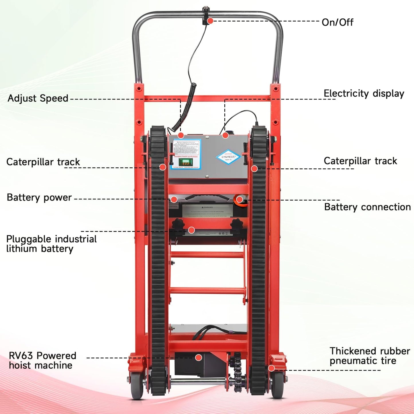Electric Stair Climbing Dolly, Heavy Duty Stair Climber 900lbs Capacity 1250W Motorized Hand Truck with Ropes & Foldable Design for Moving Furniture