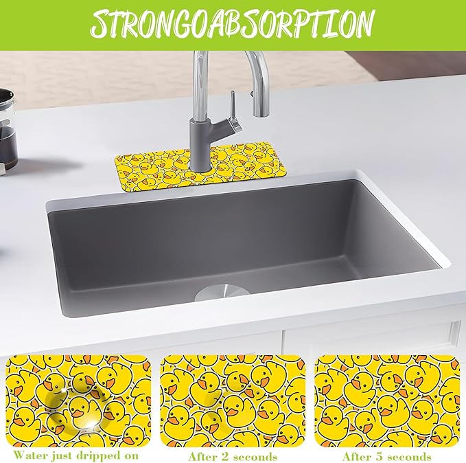 Sink Splash Guard Faucet Mat Rubber Ducky Absorbent Fast Drying Mat Sink