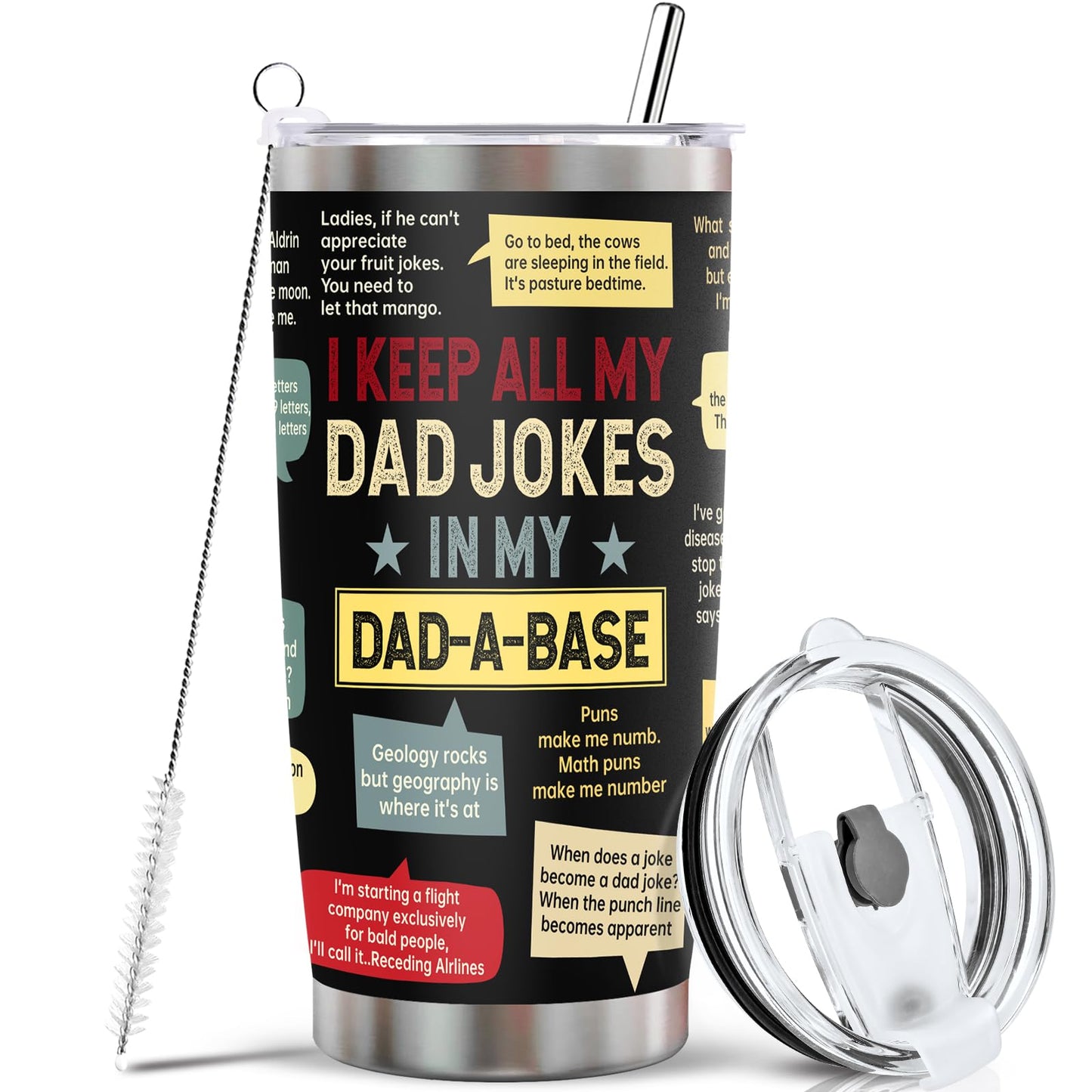 Ulrhpc Christmas Gifts for Dad Men：Dad Joke 20oz Tumbler Birthday Gifts for Dad Men Adults Grandpa Husband Stepfather Present Decorations on Fathers Day Christmas Thankgiving