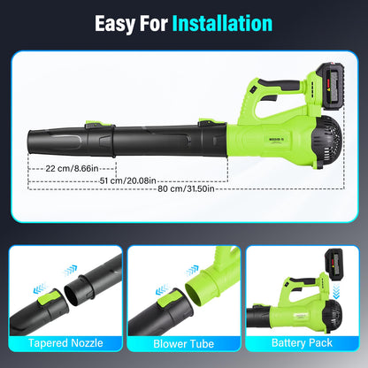 Leaf Blower Cordless with 6-Speed Control, 218CFM Electric Blower with 2×4000mAh Batteries & Fast Charger, Lightweight Cordless Snow Blower for Patio, Lawn and Garden Cleaning(Green)