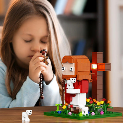 Jesus Building Block Set, The Shepherd God，Compatible with Lego Jesus Building Toy, Bible Story Jesus Figures with LED Light，Easter, Christmas, Christian Gift for Adults and Kids Age 6+(331PCS)