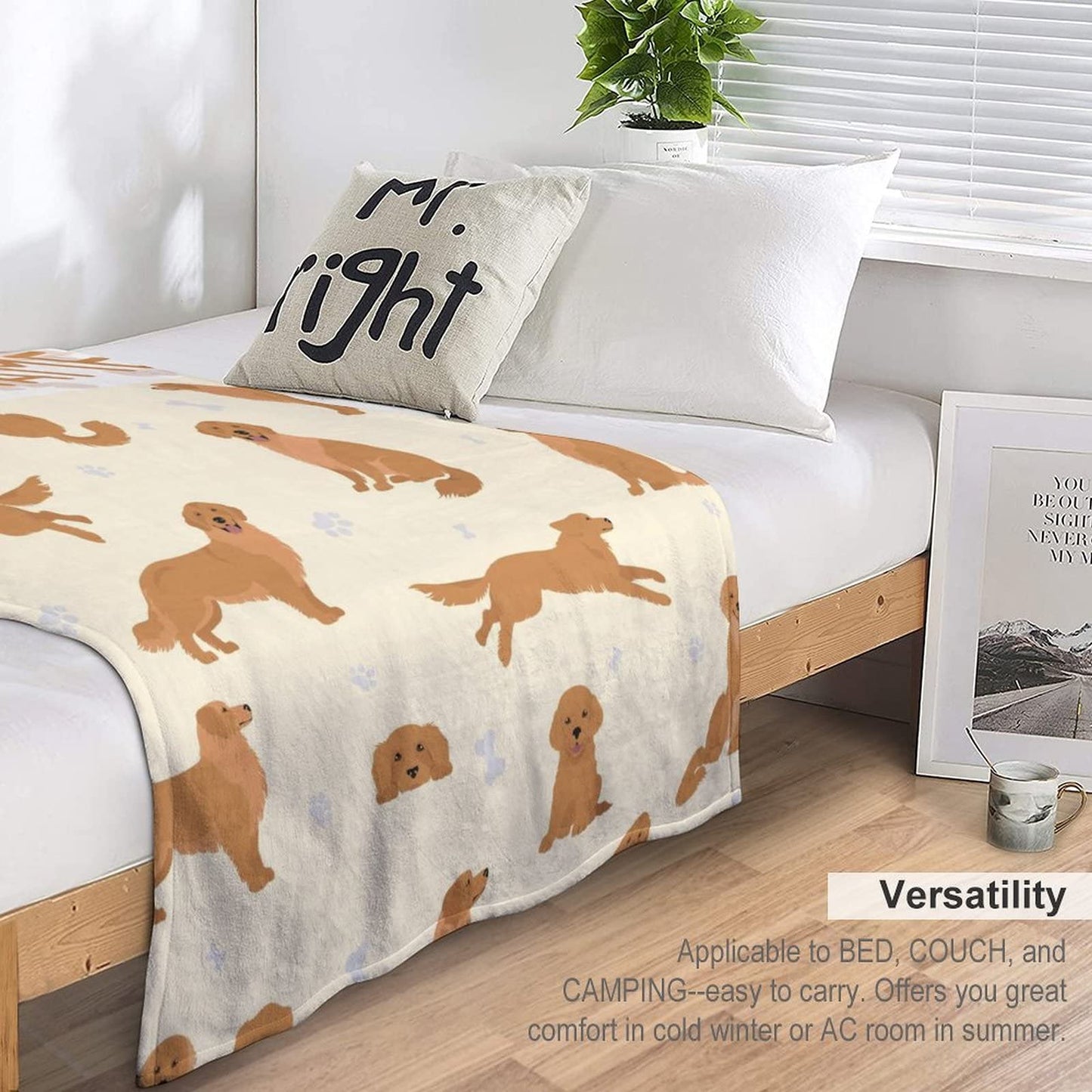 AIOMXZZ Personalized Golden Retriever Blanket Gifts with Text Name, 60"x80" Dog Pattern Flannel Fleece Throw Blanket Soft, Lightweight, Comfortable, Warm Golden Retriever Blanket for Adults Kids