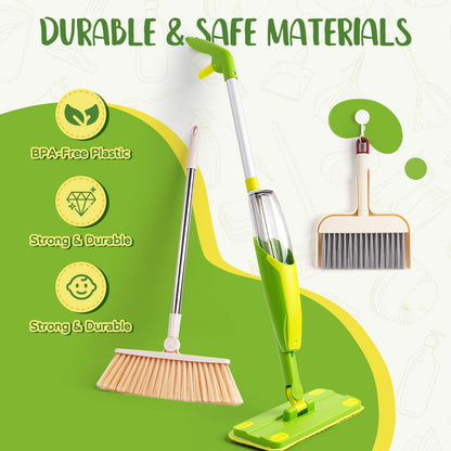Kids Cleaning Toy Set,Mini Spray Mop Montessori Toys Pretend Play Cleaning Tool for Toddlers with Spray Mop & Kids Broom Dustpan Set Cleaning Toys Gift for Toddlers Girls Boys Age 3+