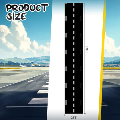 Remagr Racetrack Floor Running Black Racer Party Decoration Mat Road Table Runner Long Racetrack Tablecloth Drag for Party(Simple,32 ft X 2 ft)