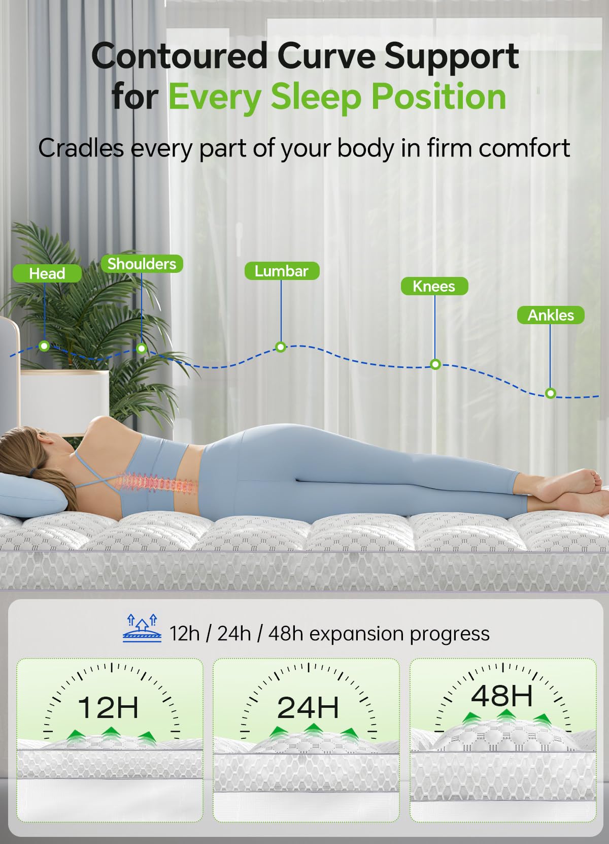 BEDELITE King Mattress Topper 3 Inch Thick Mattress Pad, Plush Pillow Top Bed Cover with Elastic Deep Pockets Up to 6-24 Inch for Pressure Relief, Shredded Memory Foam Filling (White)
