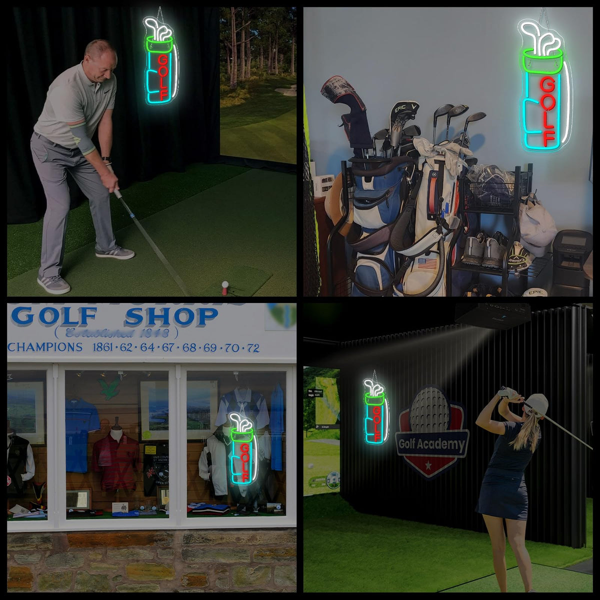 Horseneon Golf Neon Sign for Wall Decor, Golf Neon Led Sign, Creative Neon Lights Signs with USB Powered for Golf Club, Backdrop Lights, Wall Hanging Decor