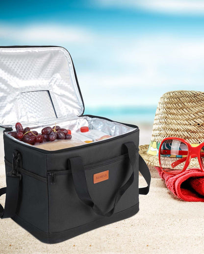 Kollea Black Cool Bag - 30 Litre Cool box -Insulated Cooler Bag Lunch Bag Keep Warm and Cold, Leak-Proof, With Carriying Straps, Multiple Pockets - Ideal for Travel, Camping, Picnics, BBQ
