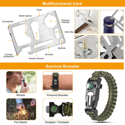 Survival Kit for Men & Emergency Backpack - 11-in-1 Emergency Survival Gear for Camping, Hiking, Backpacking | Earthquake Preparedness, Outdoor Essentials