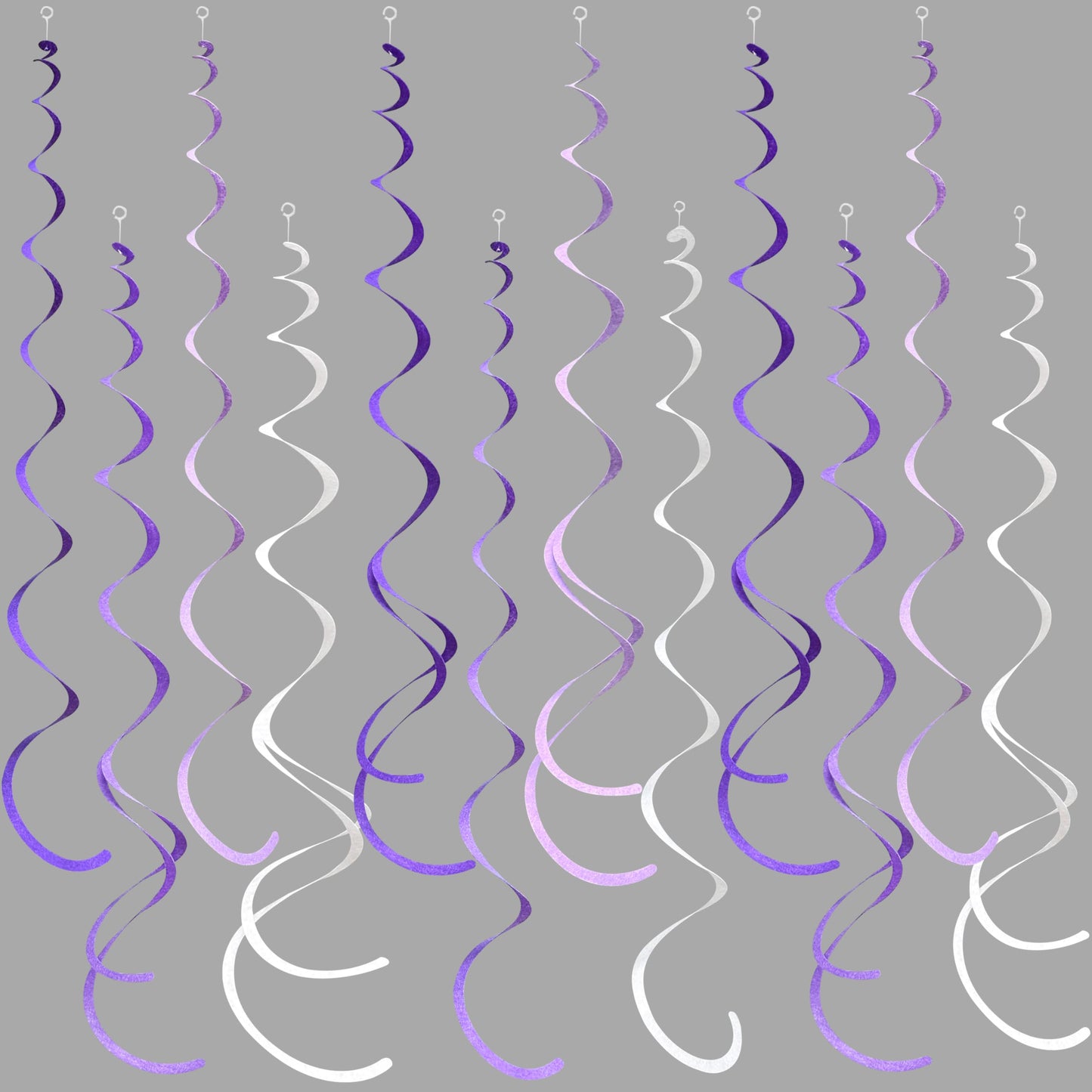 36Pcs Purple Hanging Swirl Decorations Ombre Purple Felt Swirl Streamer Spiral Ceiling Garland for Lavender Lilac Violet Birthday Wedding Bachelorette Baby Shower Graduation Holiday Hen Party Supplies